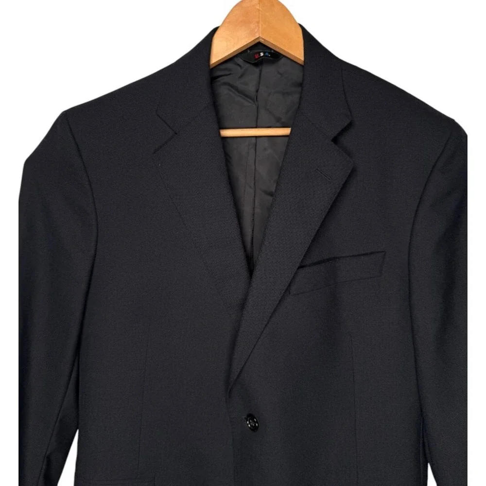 Jack Spade Mens 42 Wool Sport‎ Coat Blazer Black 2 Button Made USA Career Formal